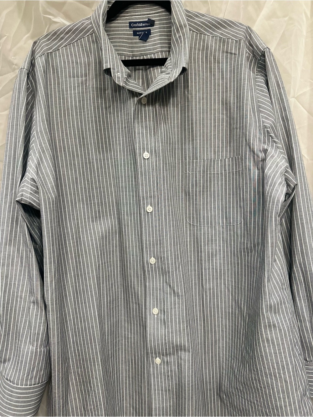 Croft & Barrow Gray and White Striped Long-Sleeve Men's Shirt